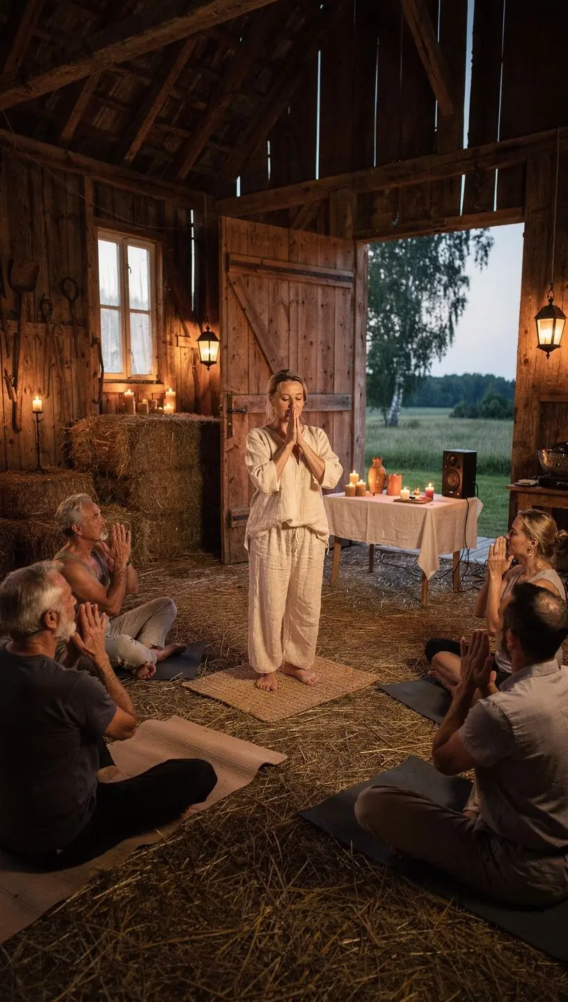 Osoba praktykująca pranajamę w spokojnym otoczeniu natury.