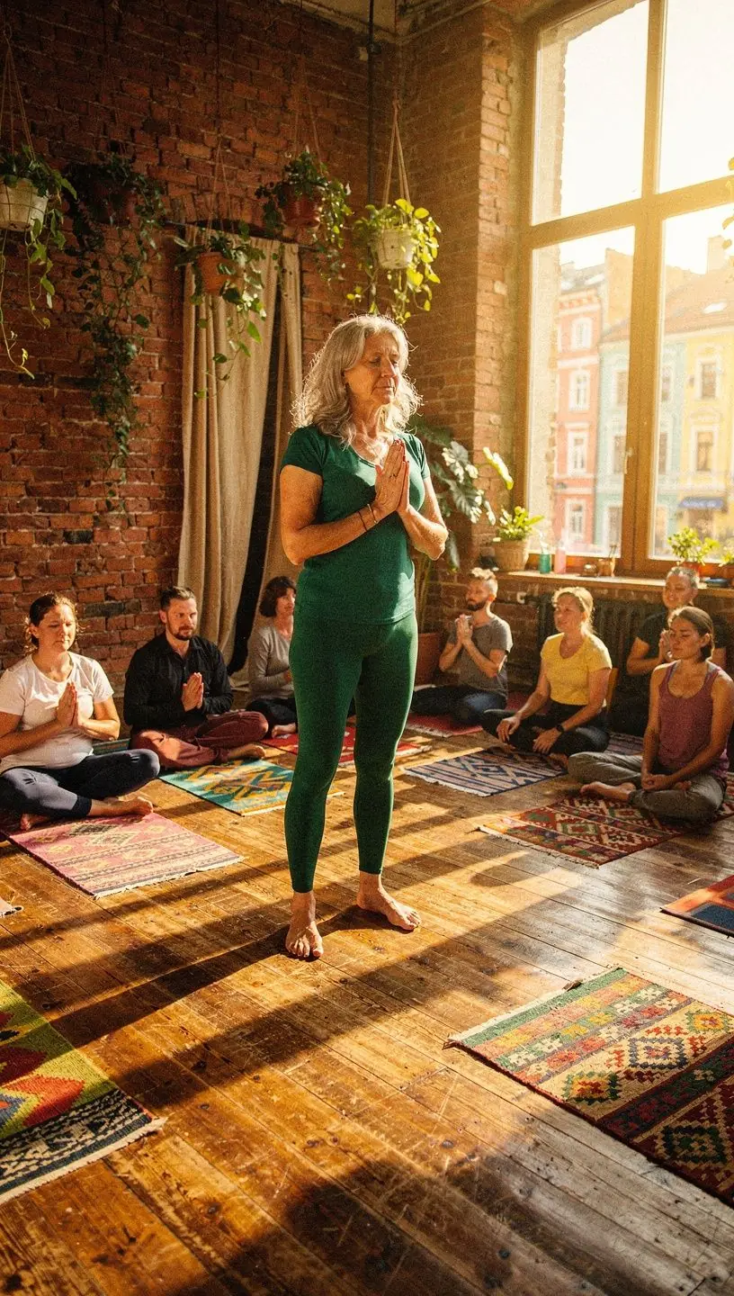 Zbliżenie na dłonie osoby wykonującej technikę oddechową, skupione na harmonii i równowadze.