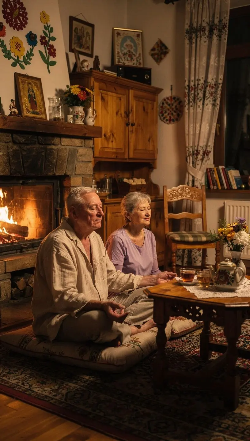 Technika pranajamy w spokojnym otoczeniu, pokazująca osobę medytującą w pozycji lotosu.