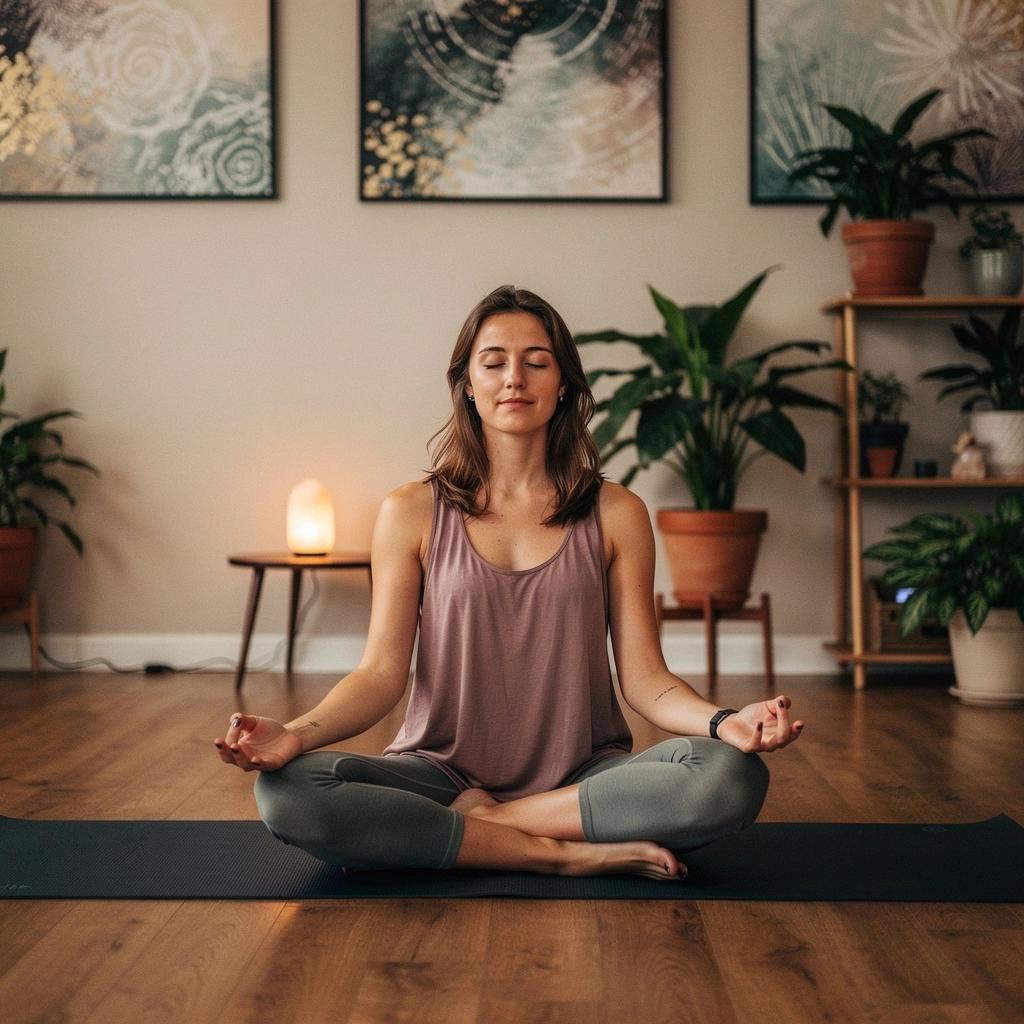 Zrelaksowane twarze uczestników po sesji pranajamy.